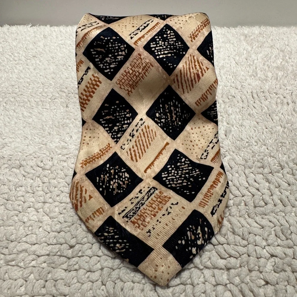 Cambridge Classics Tie Mens OS Multicolor Silk Art‎ Deco Geometric Rockabilly